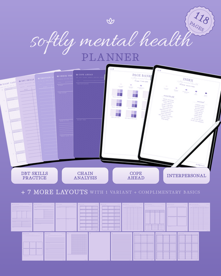 Softly Mental Health Planner — Lilac