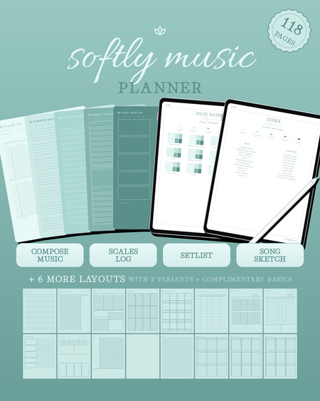 Softly Music Planner — Mint
