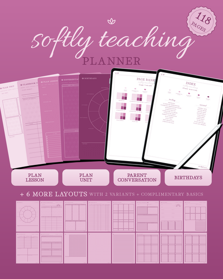 Softly Teaching Planner — Raspberry