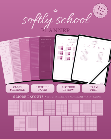 Softly School Planner — Raspberry