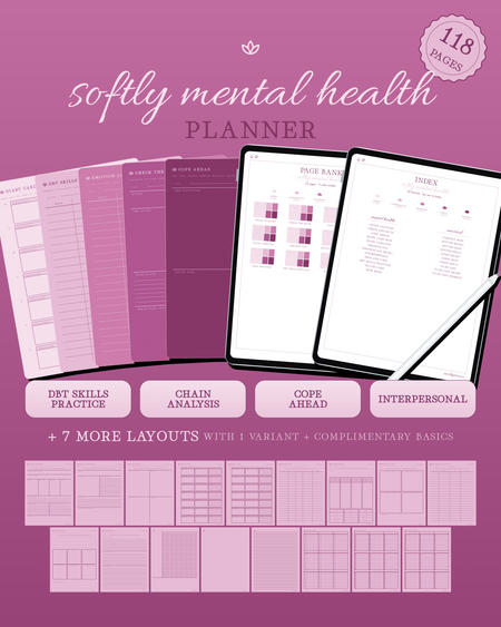 Softly Mental Health Planner — Raspberry