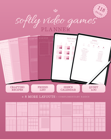 Softly Video Games Planner — Rose