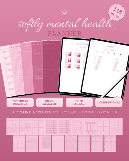 Softly Mental Health Planner — Rose